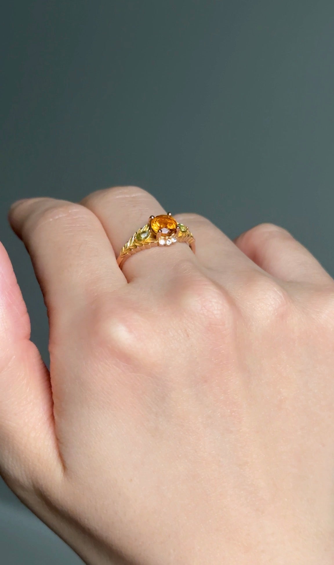 Yellow Citrine Engagement Ring, Solid Gold Citrine Engagement Ring