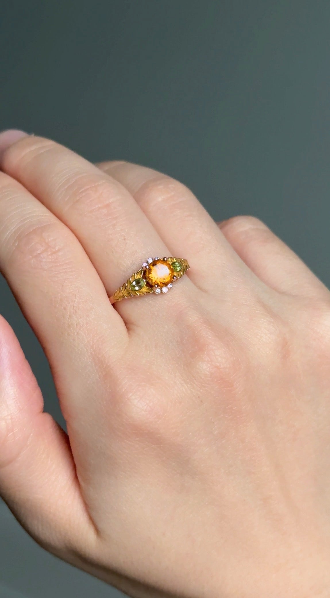 Yellow Citrine Engagement Ring, Solid Gold Citrine Engagement Ring