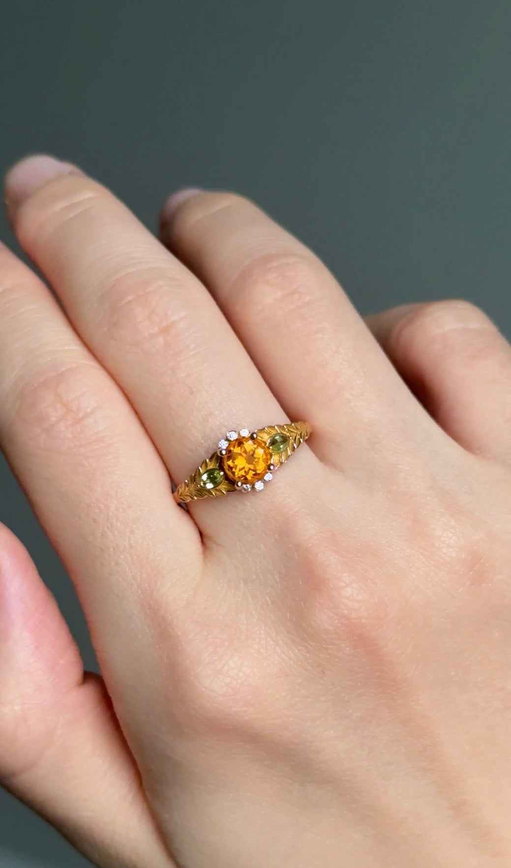 Yellow Citrine Engagement Ring, Solid Gold Citrine Engagement Ring