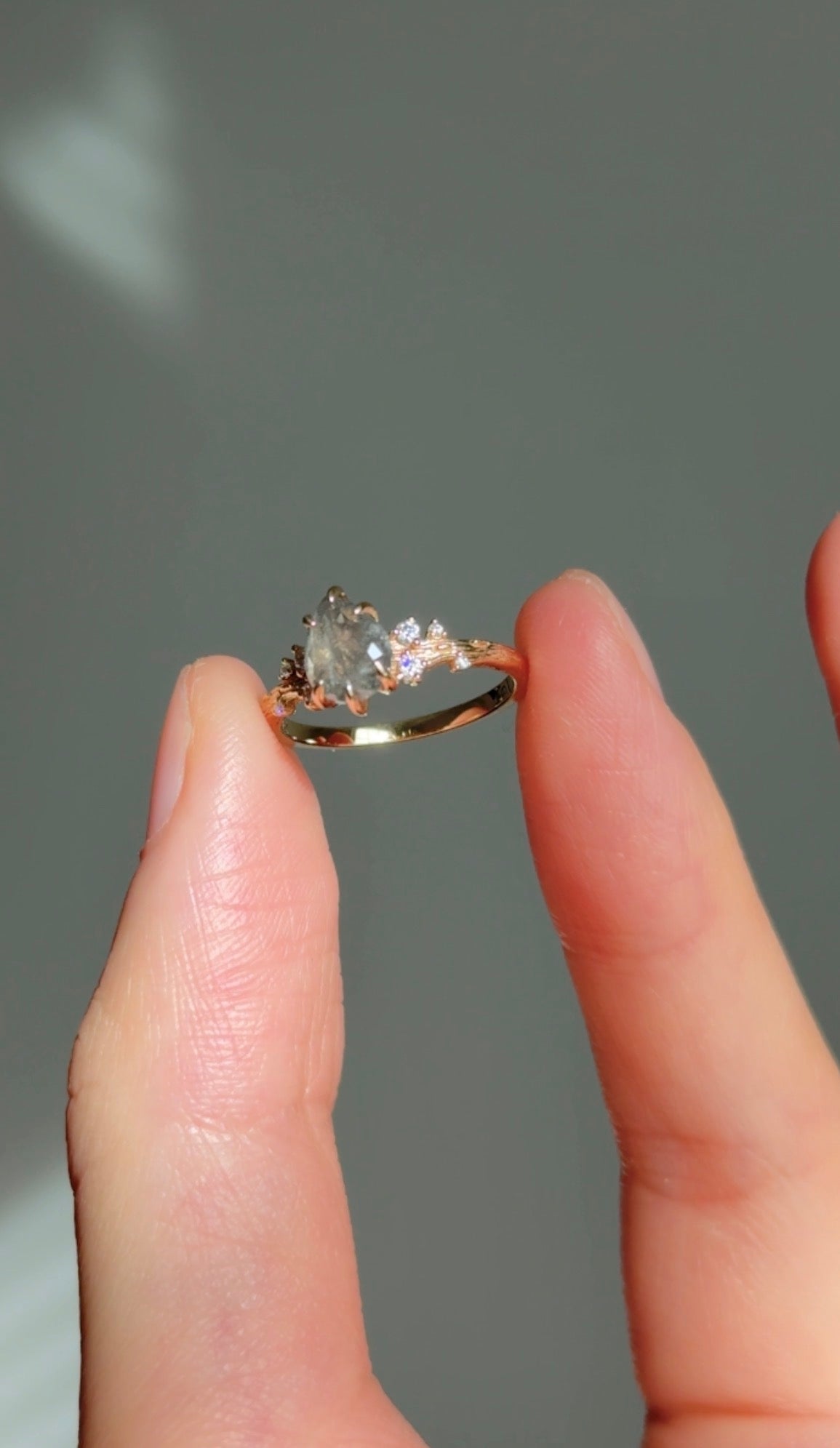 Starnight Twig Salt and Pepper Diamond Ring, Diamond Engagement Ring