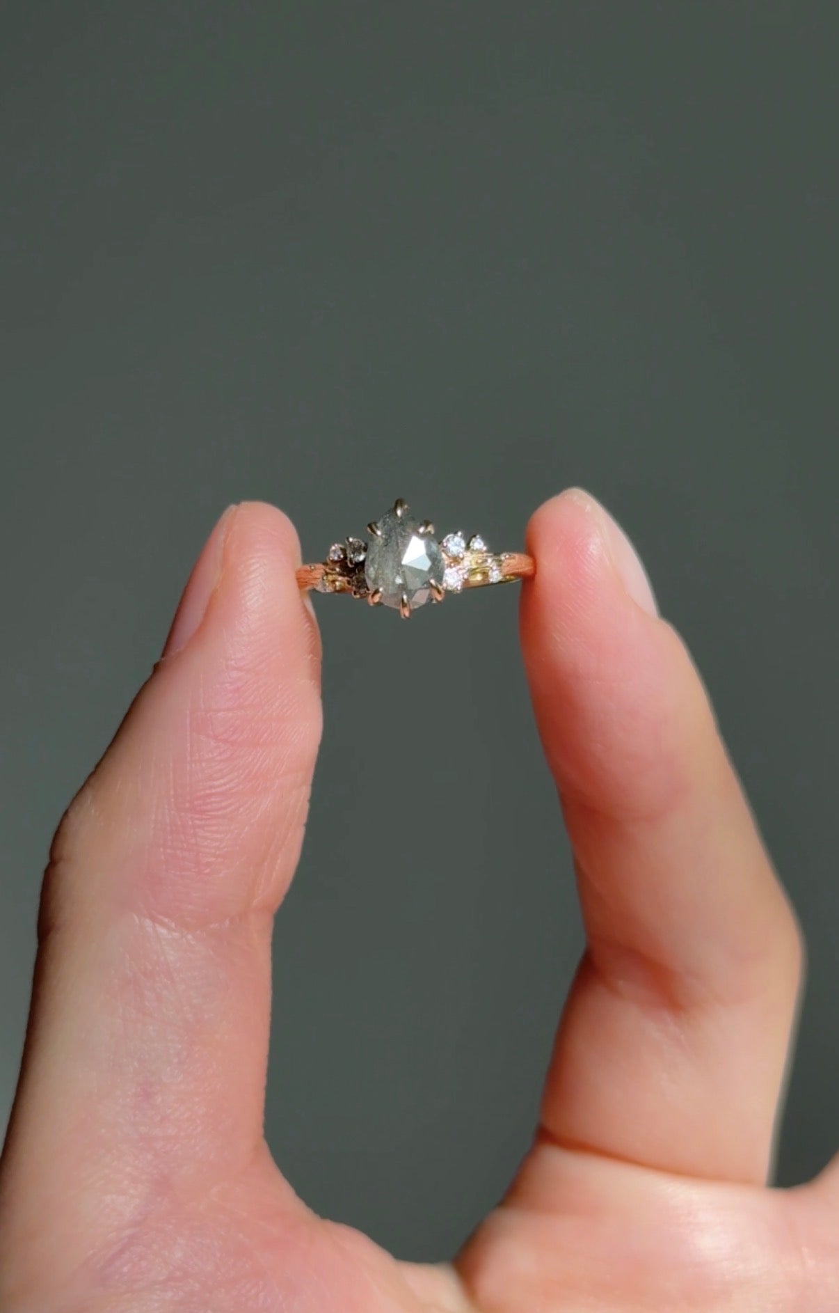 Starnight Twig Salt and Pepper Diamond Ring, Diamond Engagement Ring