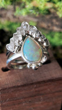 Load image into Gallery viewer, Raw Herkimer Diamond Wedding Ring, Raw Opal Engagement Ring
