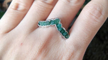 Load image into Gallery viewer, Raw Emerald Wedding Band, Raw Emerald Ring, Raw Gemstone Ring For Women
