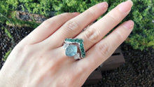 Load image into Gallery viewer, Raw Emerald Wedding Band, Raw Emerald Ring, Raw Gemstone Ring For Women
