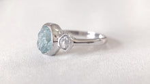 Load image into Gallery viewer, Raw Aquamarine Engagement Ring, Raw Herkimer Diamond Engagement Ring
