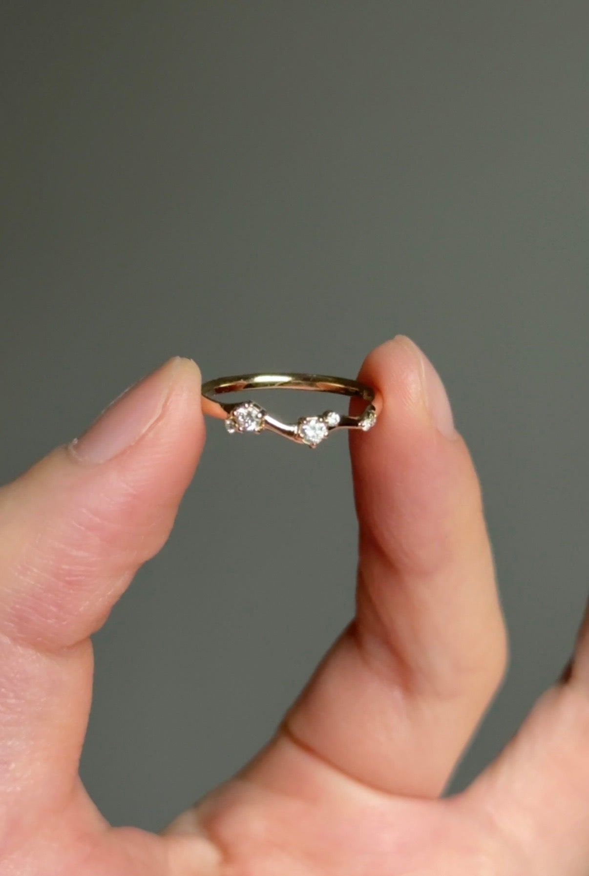 Starmist Moonstream Diamond Stacking ring, Free Formed Diamond Wedding Band