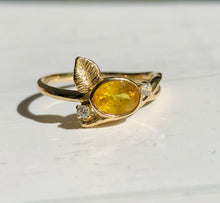 Load image into Gallery viewer, Heart Of Sun Yellow Sapphire Ring, Bluebell Bloom Ring
