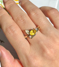 Load image into Gallery viewer, Heart Of Sun Yellow Sapphire Ring, Bluebell Bloom Ring
