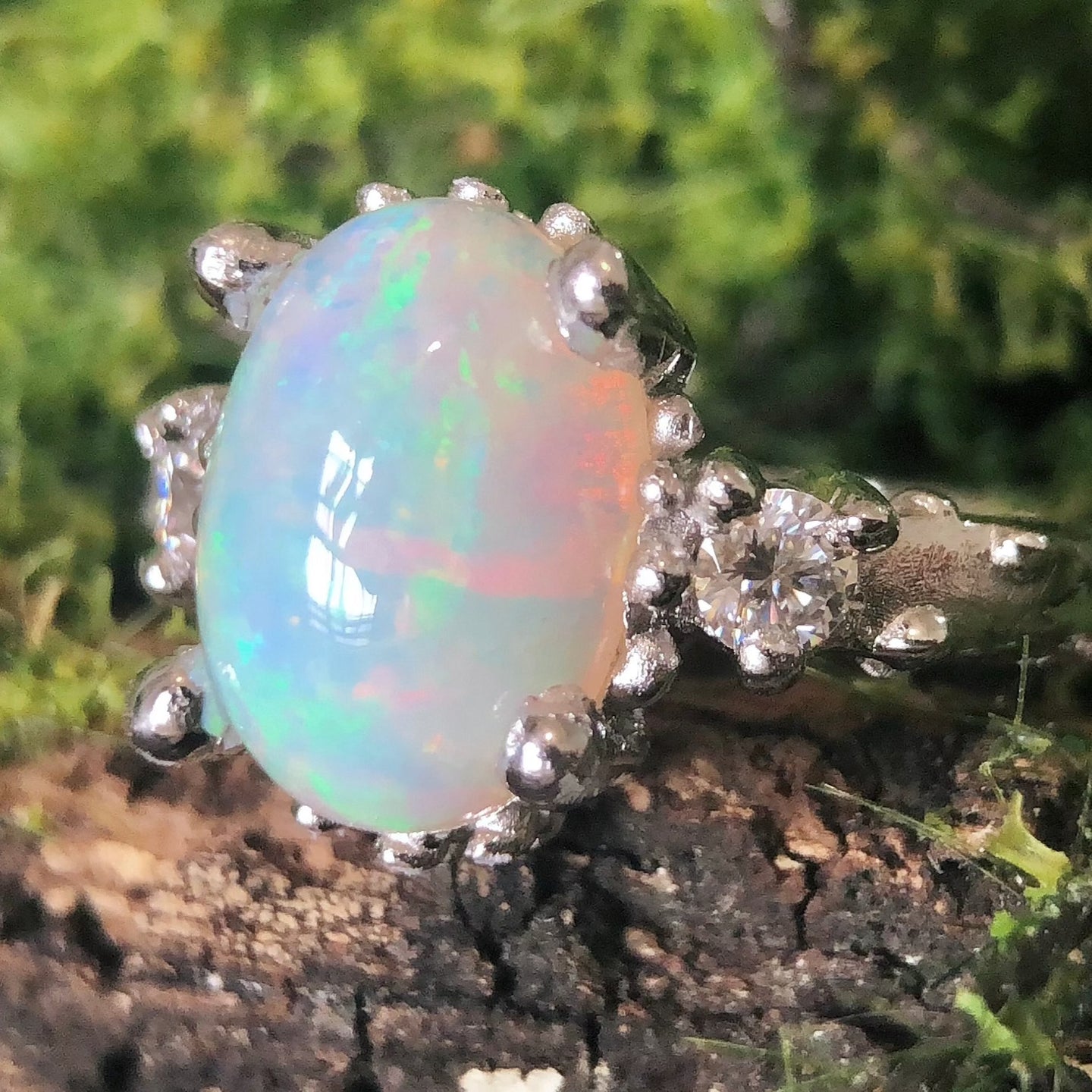 Opal Engagement Ring, Big Raw Opal Engagement Ring