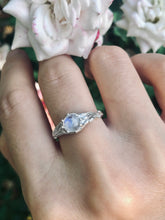 Load image into Gallery viewer, Forest&#39;s Wings, Raw Moonstone Solitary Engagement Ring
