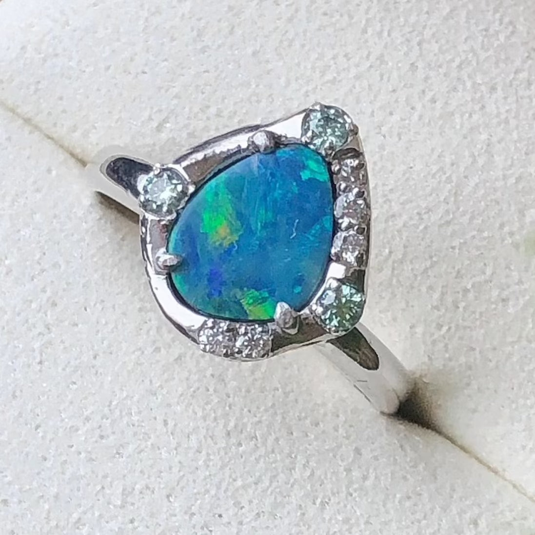 The Midnight Deep Blue Opal Engagement Ring - Size US6.5