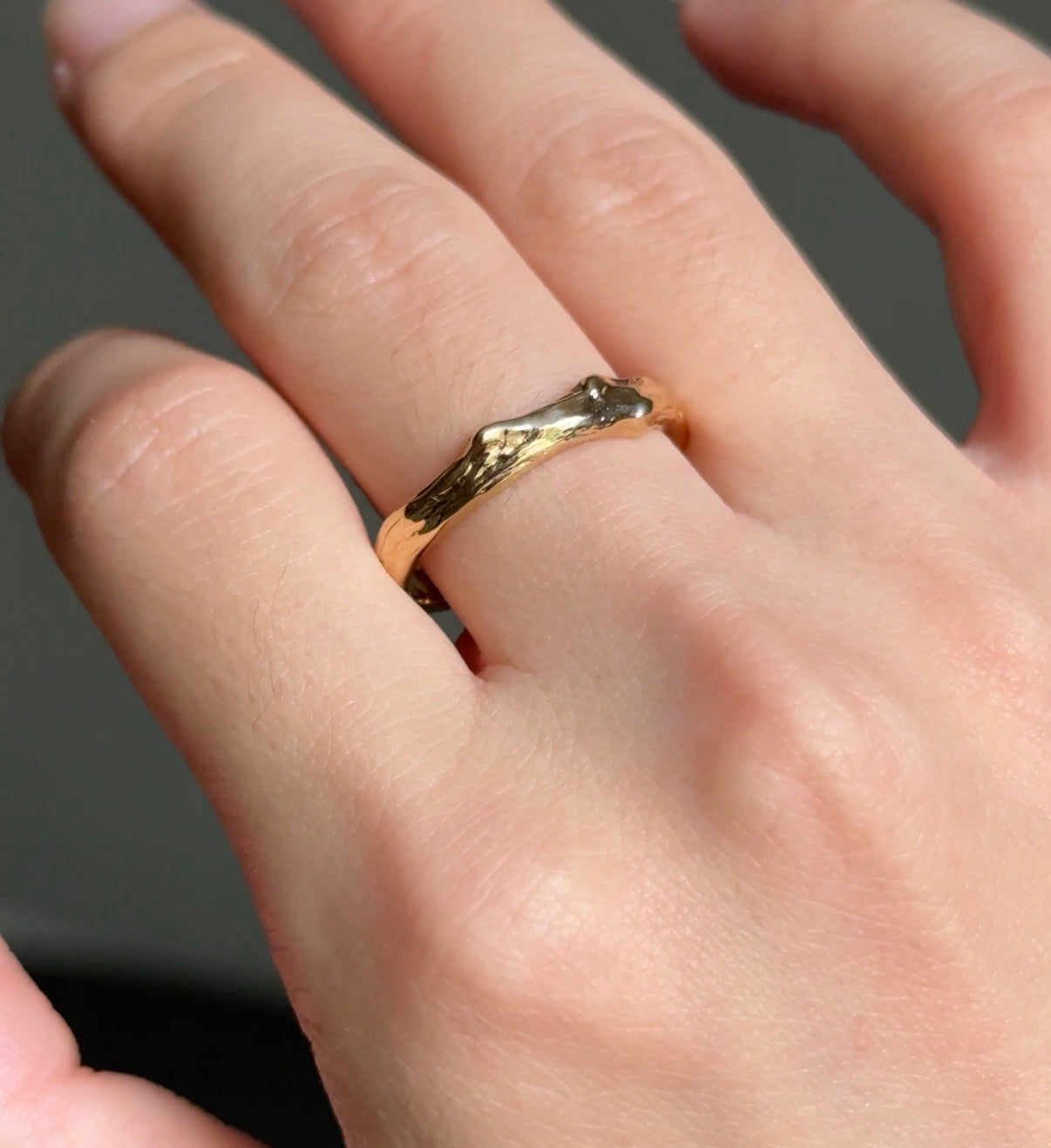 Ready to Ship, Bigger Size US10-US11, 10k Yellow Gold Twig Band for men and women