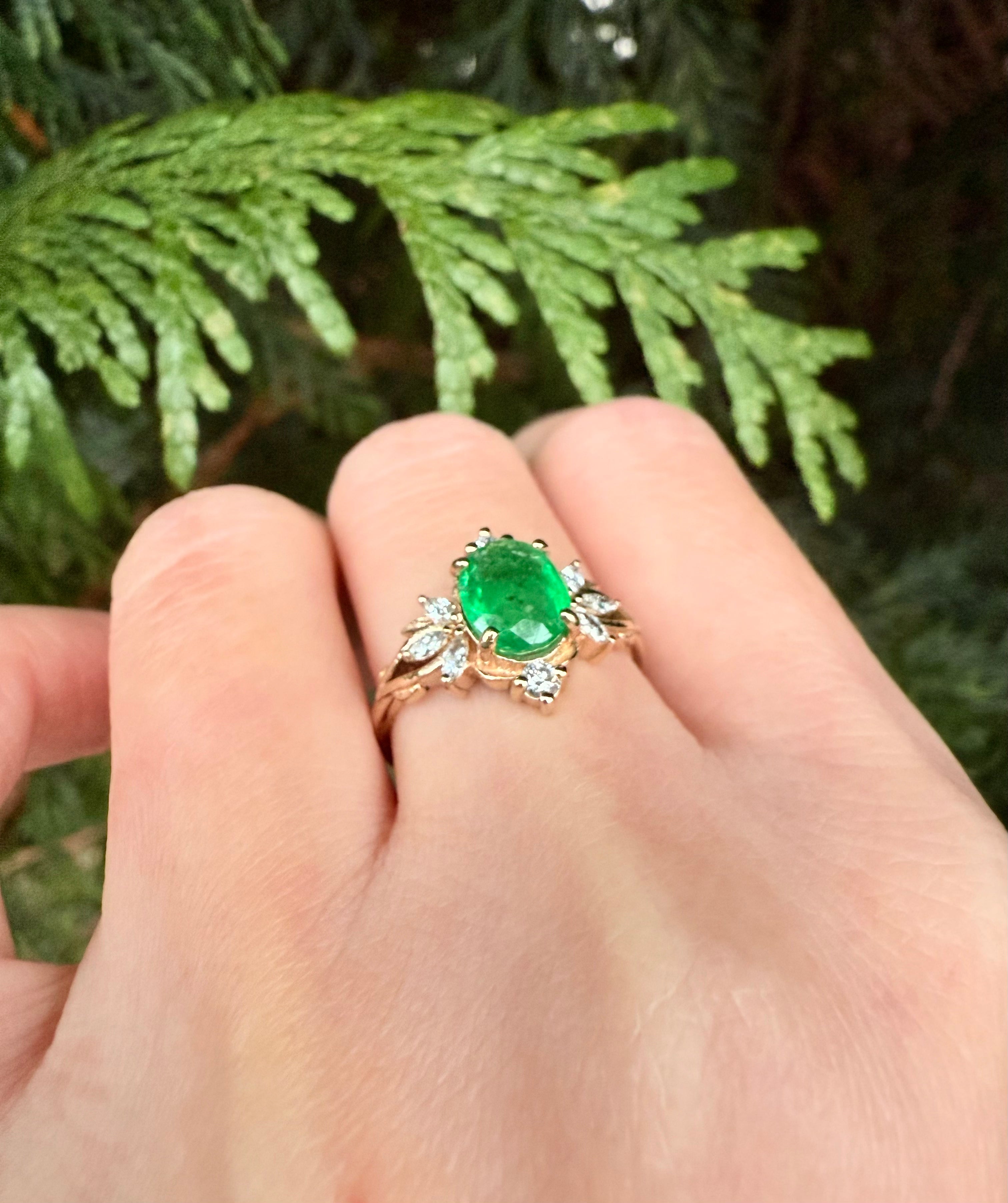 Forestlight Emerald Engagement Ring, Emerald Wedding Ring, Real Emerald Jewelry