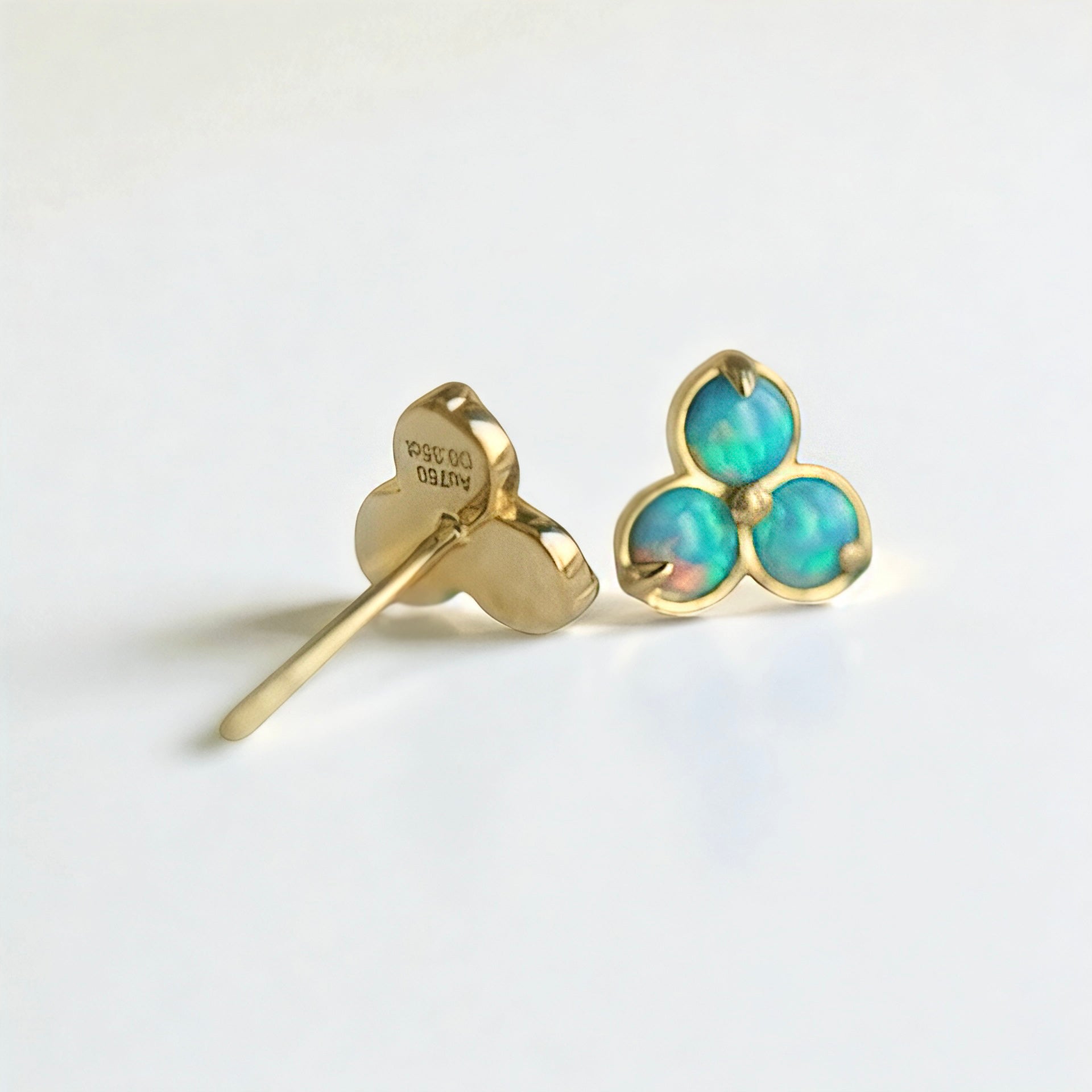 Blue Flame, 18k Gold Australian Opal Studs, Opal Earrings