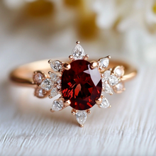 Load image into Gallery viewer, Midnight Rose Garnet Ring, Garnet engagement ring

