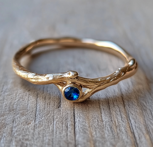 Sapphire Engagement Ring, Simple Twig sapphire ring