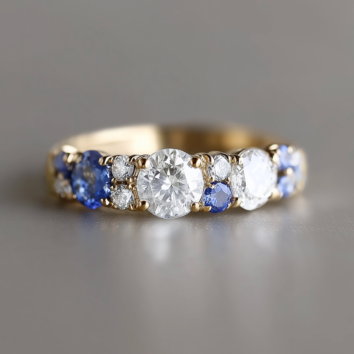 Zephyra Wedding Ring, Sapphire and Moissanite Wedding Ring, Sapphire Engagement Ring