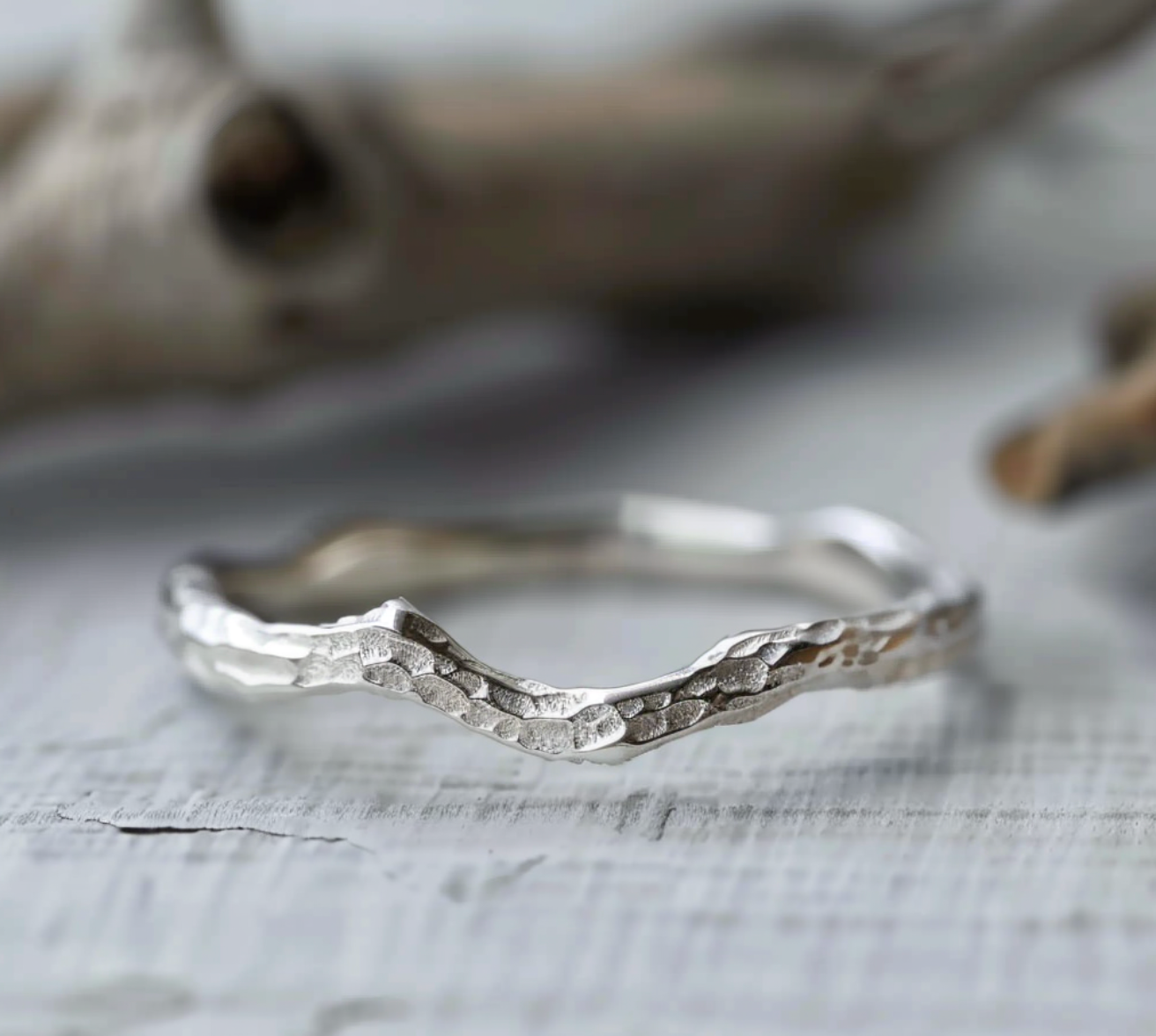 Simple Twig Wedding Matching band, Twig Ring