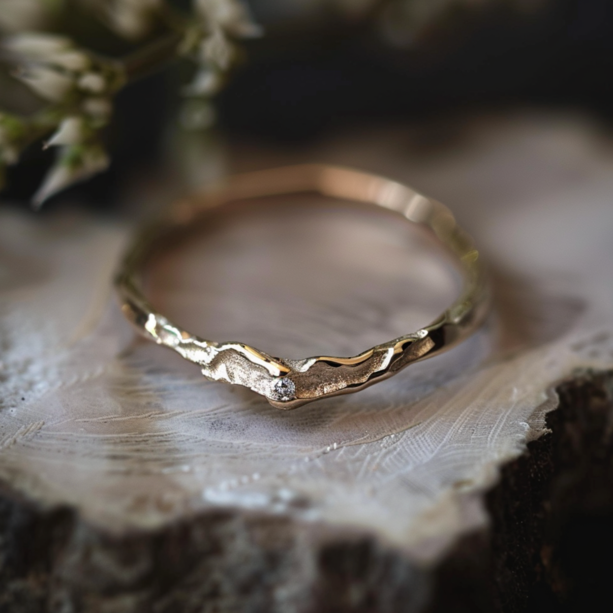 Angel's Wing Simple Wedding Band