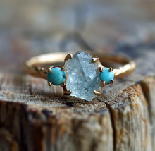 Load image into Gallery viewer, Raw Aquamarine turquoise ring
