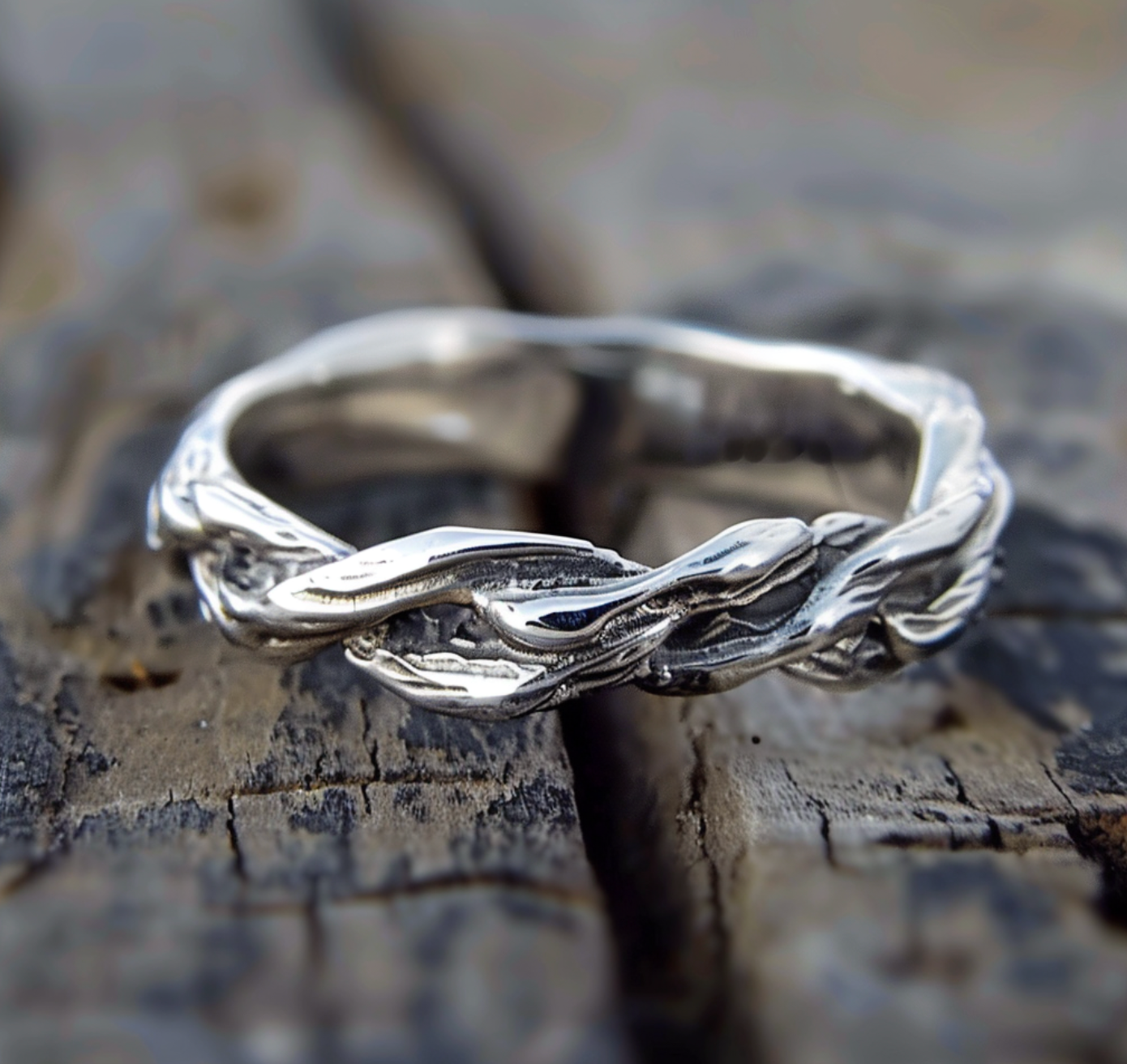 Men's ring, Tangled Silver