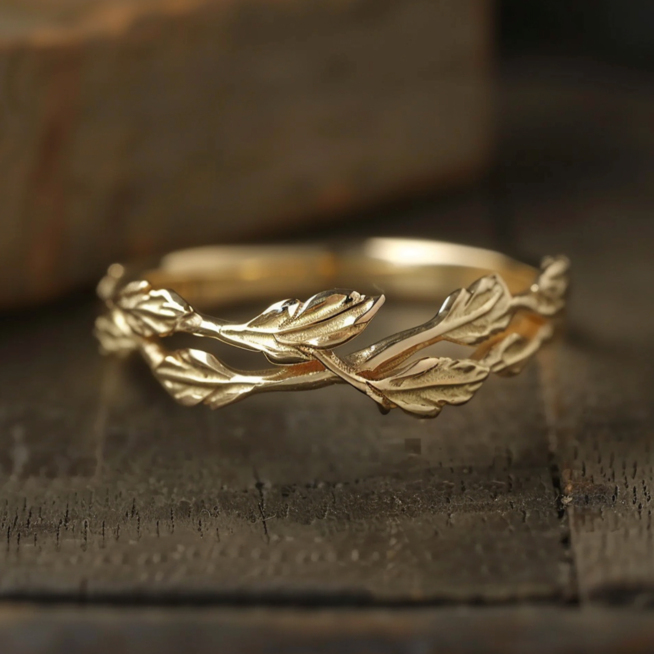 14k Gold Garden Wide Wreath Ring, Wedding Band for Women