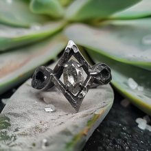 Load image into Gallery viewer, Men&#39;s ring, Black Silver with Herkimer Diamond
