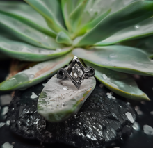 Load image into Gallery viewer, Men&#39;s ring, Black Silver with Herkimer Diamond
