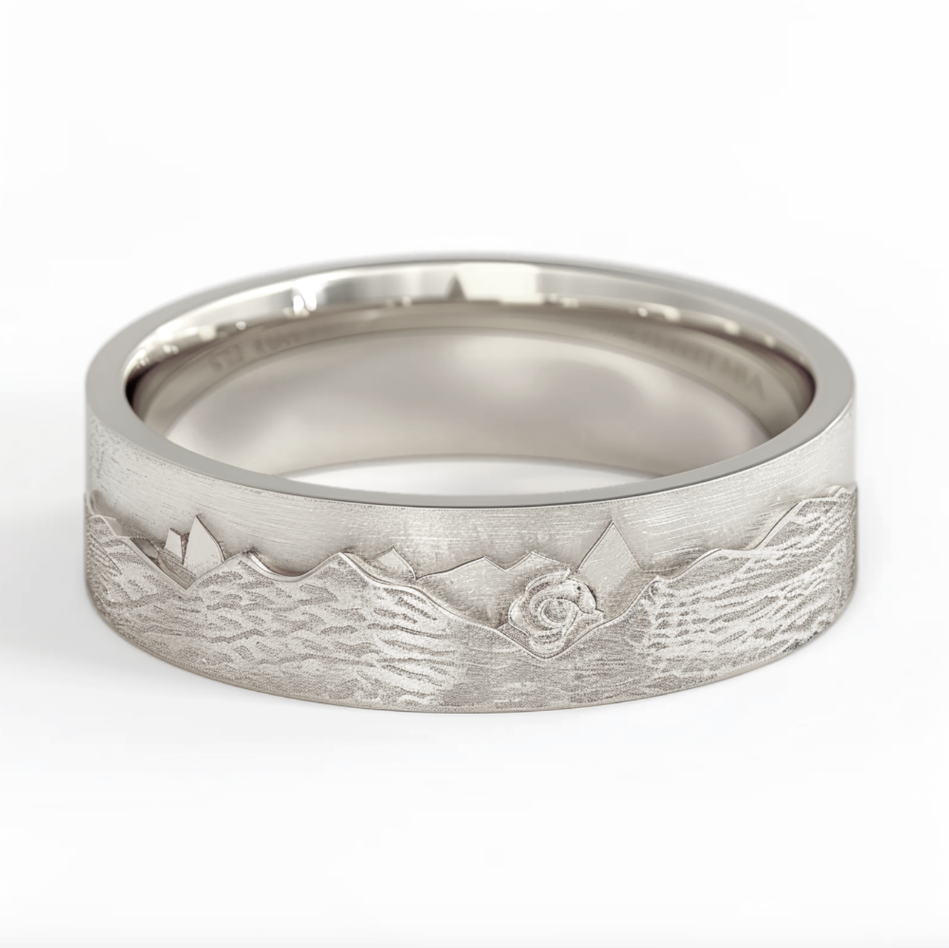 Men's Wide Mountain Ring Silver