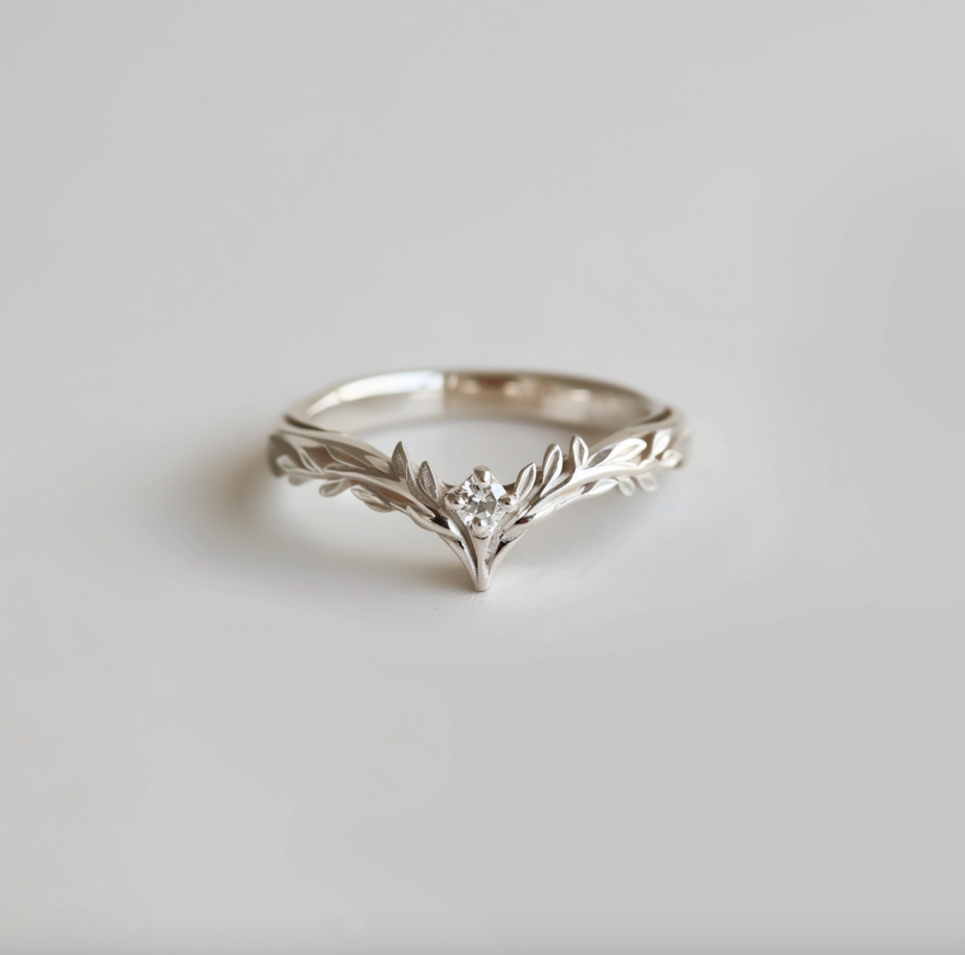 Angel's Wing Moissanite Band, Garden Leaf Band