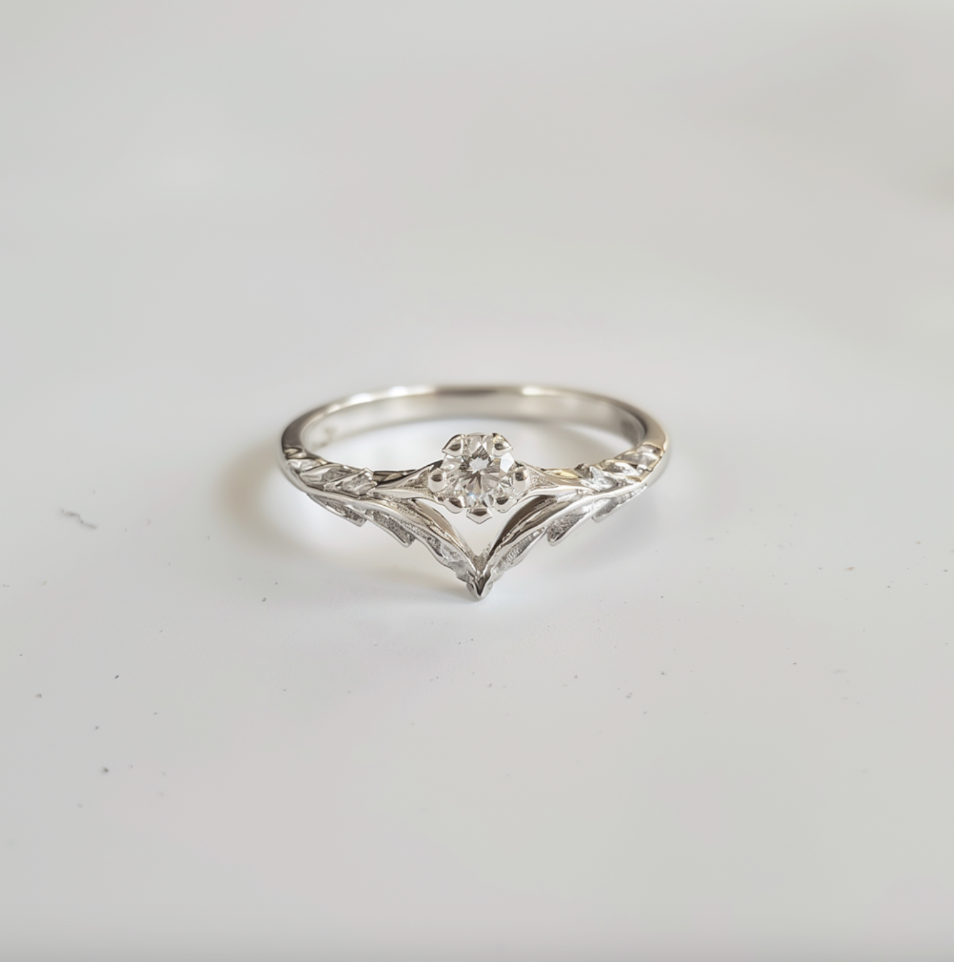 Angel's Wing Moissanite Ring, Queen's Wedding Band
