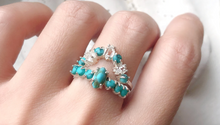 Load image into Gallery viewer, Curved Turquoise Wedding Ring Band
