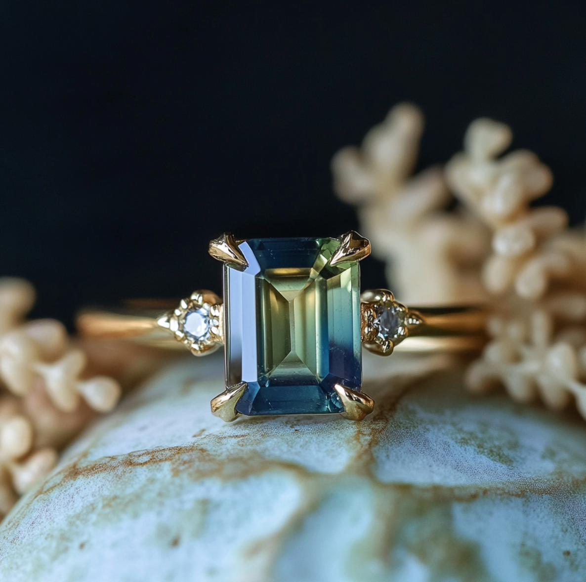 Green Tourmaline Engagement Ring