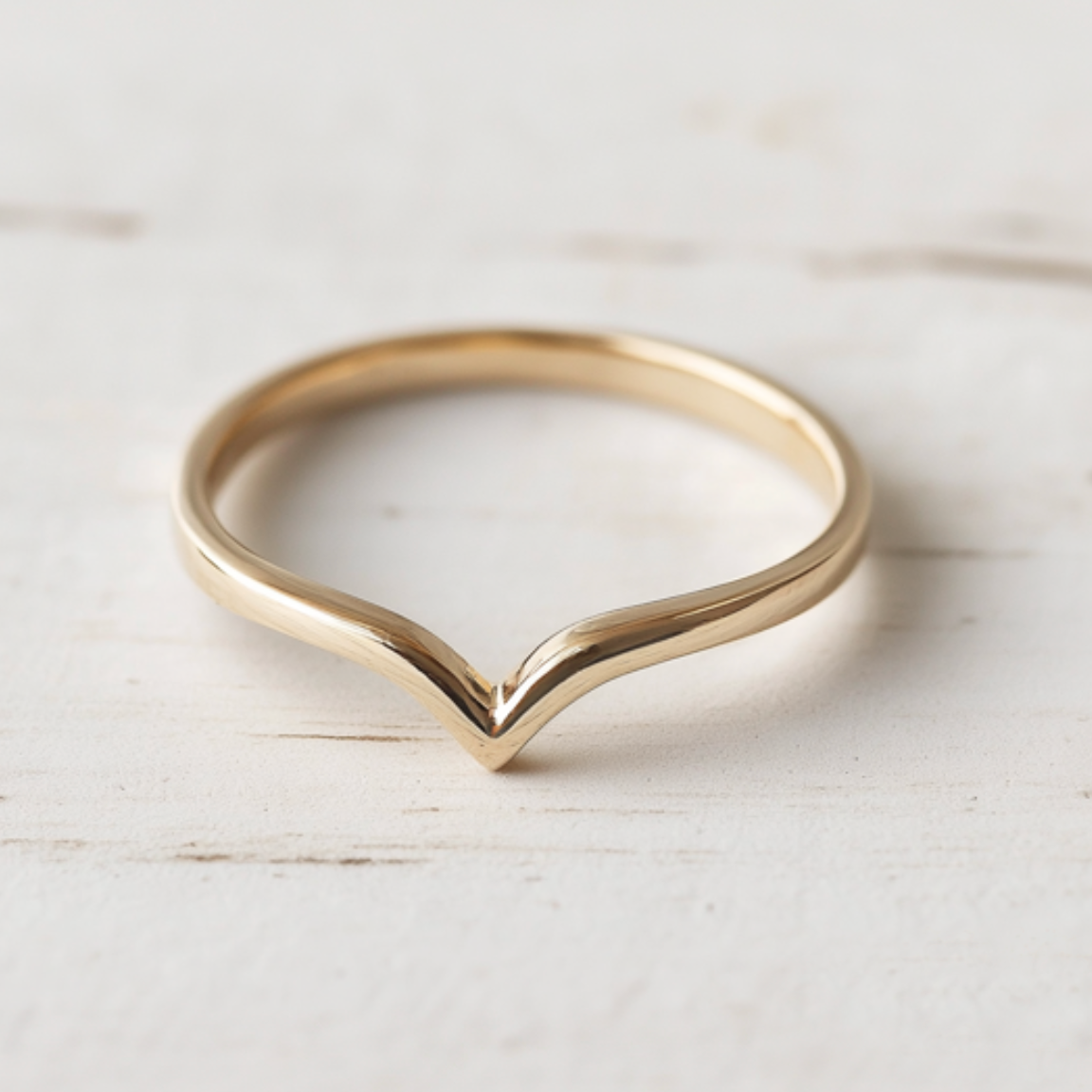 Eternal V Gold Wedding Band, Stacking Ring