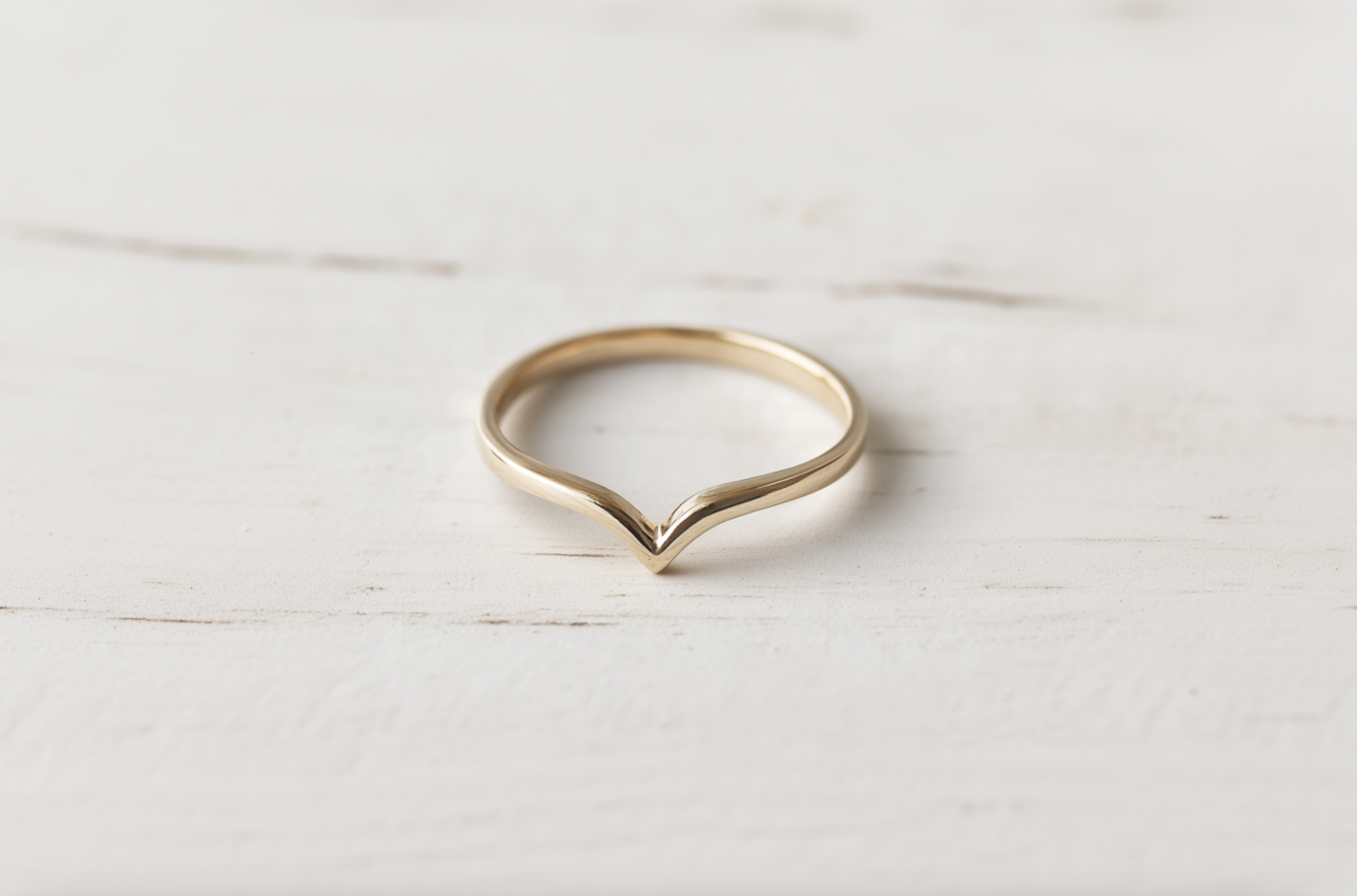 Eternal V Gold Wedding Band, Stacking Ring