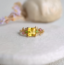 Load image into Gallery viewer, Yellow Sapphire Engagement Ring, Princess cut Sapphire Engagement Ring Wedding Ring

