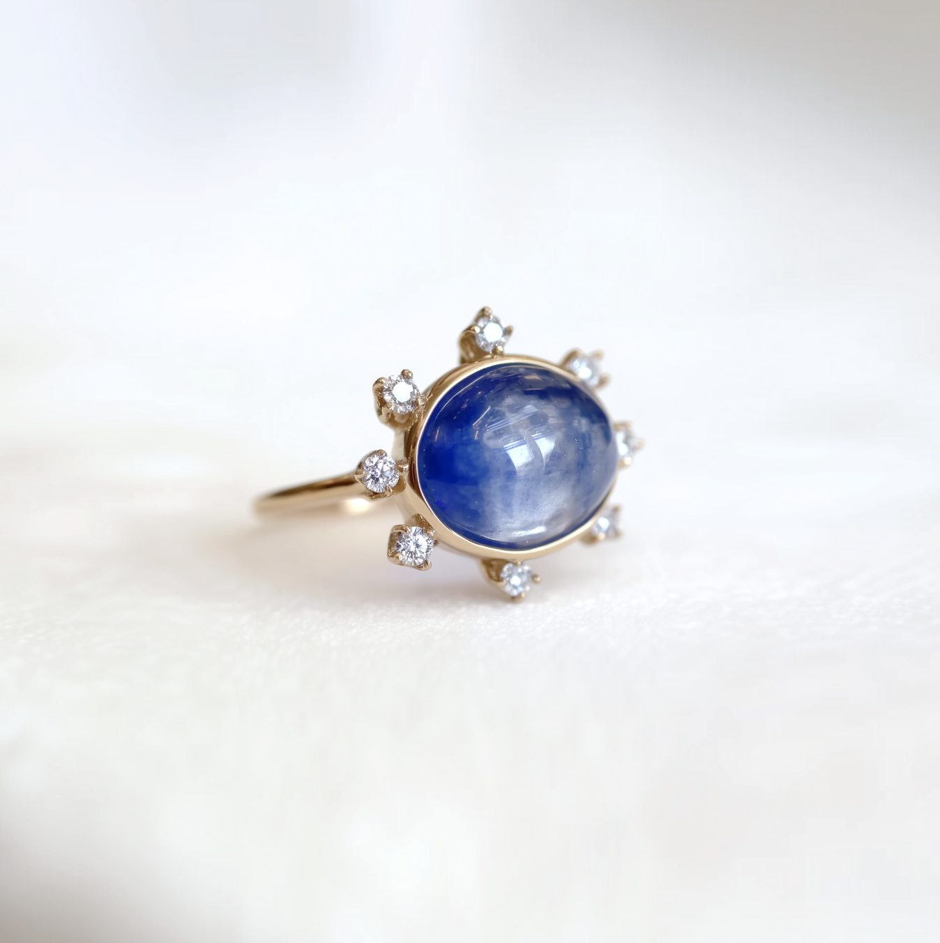 Bellare Ring, Sapphire and Diamond Ring, Natural Sapphire Engagement Ring Wedding Ring