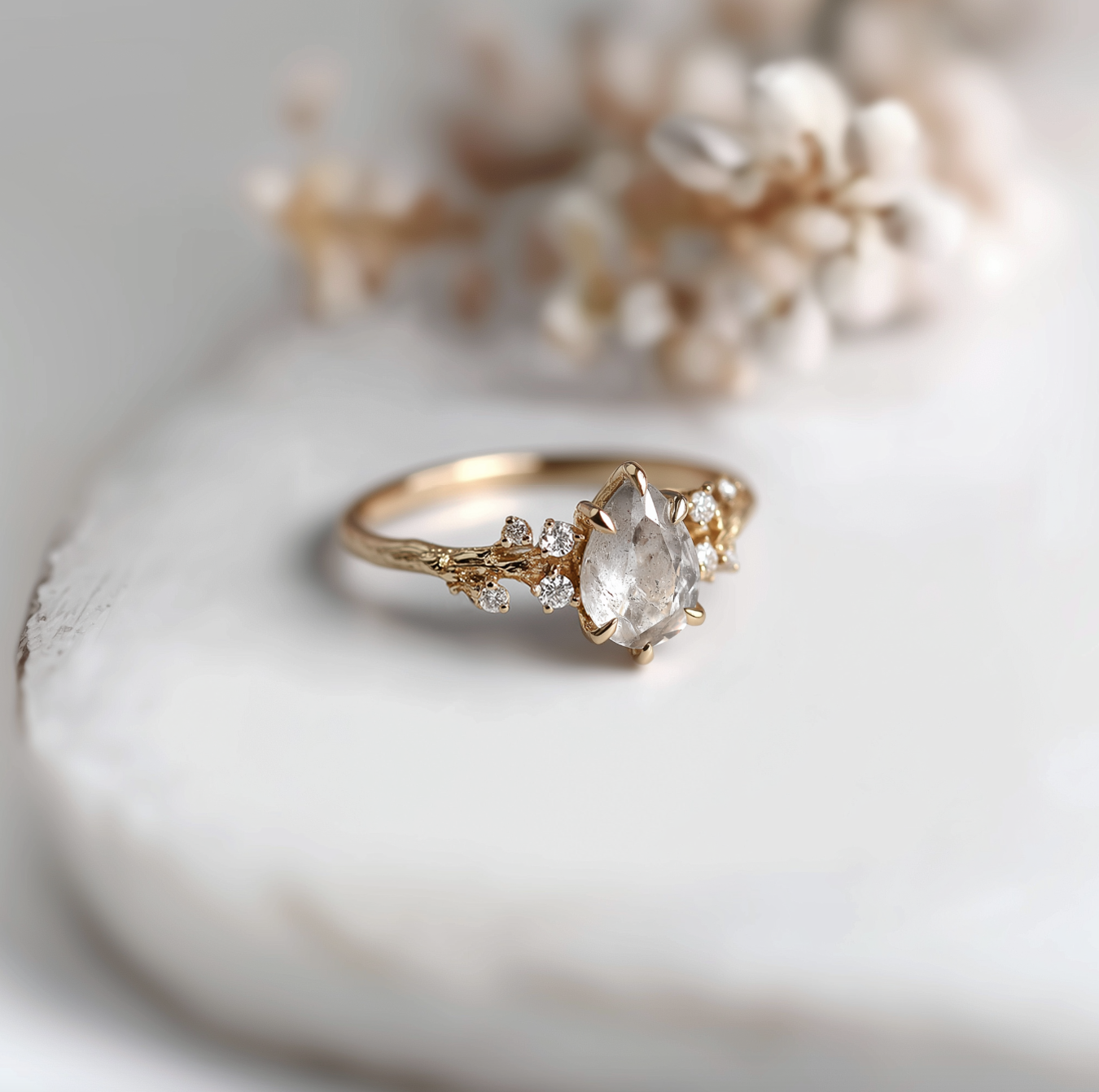 Starnight Twig Salt and Pepper Diamond Ring, Diamond Engagement Ring