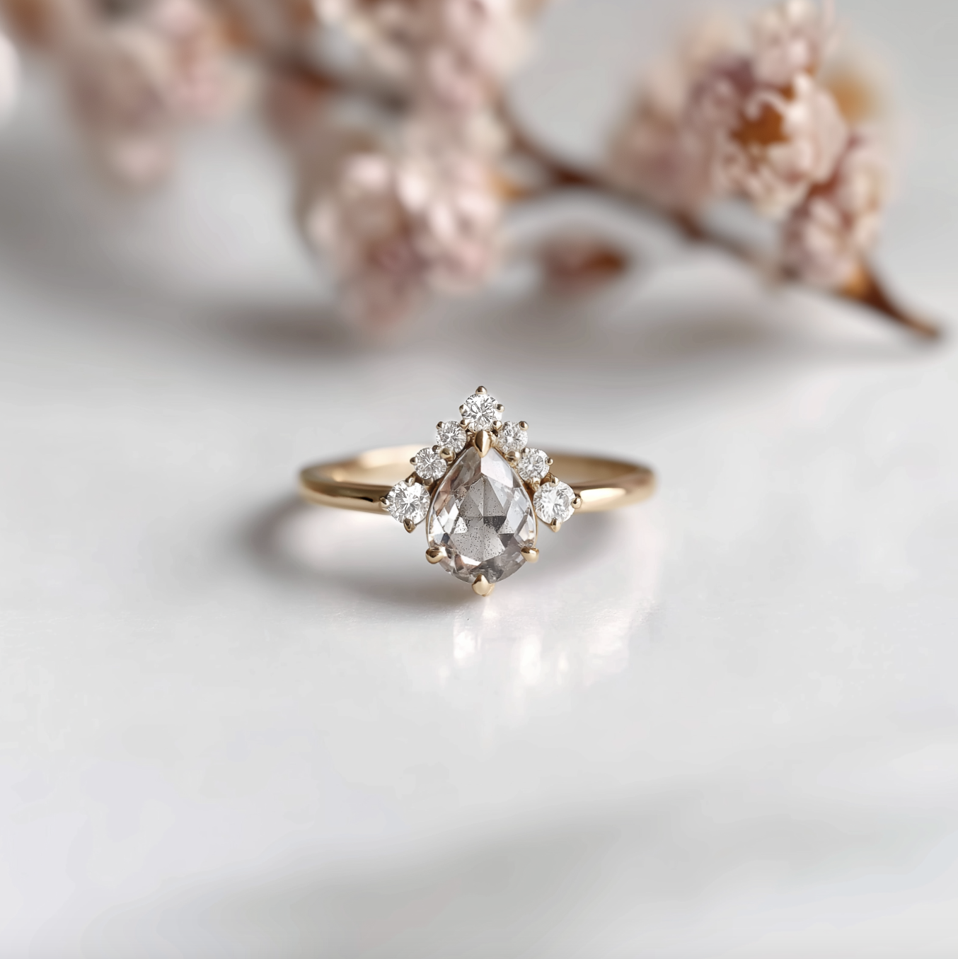 Nova Mist 14k Gold Salt and Pepper Diamond Ring, Diamond Engagement Ring