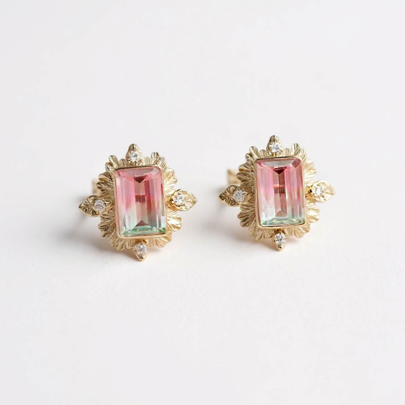 Pink Tourmaline Earrings, 14k Gold Tourmaline Earrings Studs