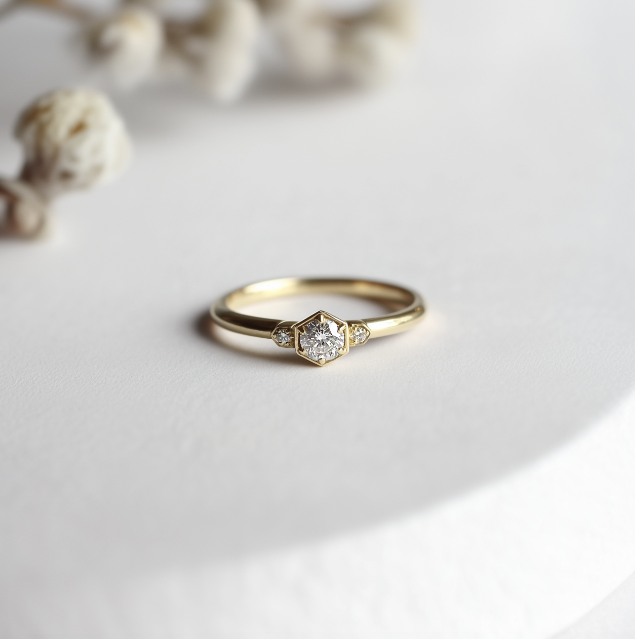 Dainty Stackable Salt and Pepper Diamond Ring, Gold Diamond Engagement Ring
