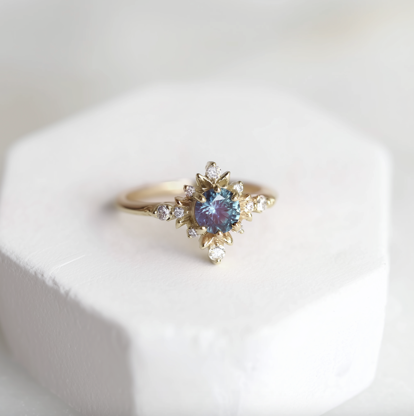 Brilliant Alexandrite Engagement ring, Dainty Alexandrite Ring