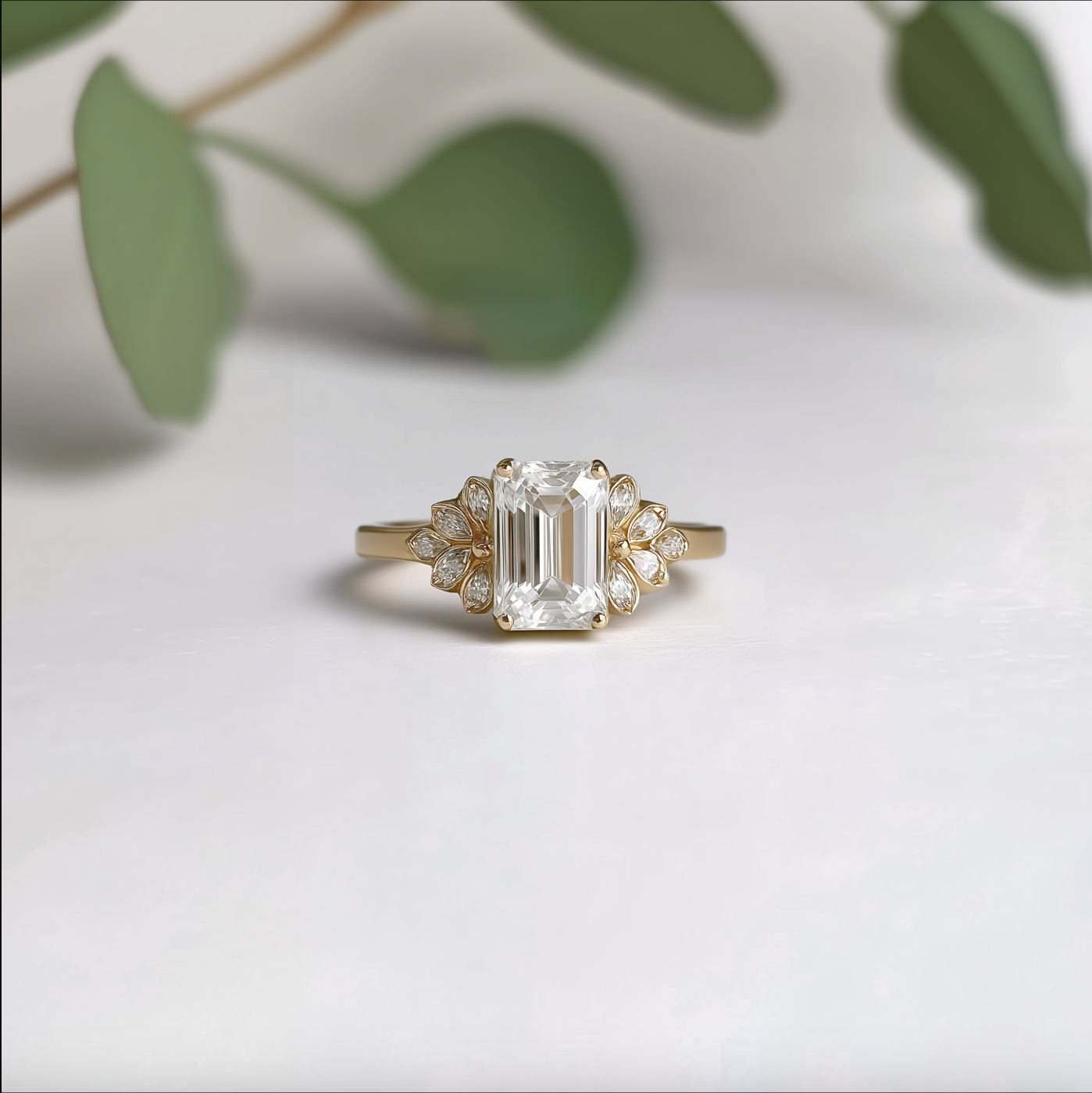 Emerald Cut Lab Diamond Engagement Ring, Diamond Engagement Ring