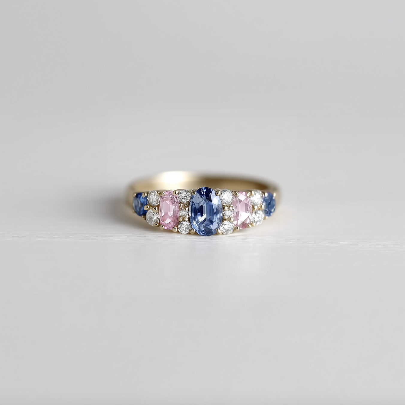 Harmony Ring Sapphire Gold Wedding Ring, Sapphire Engagement Ring