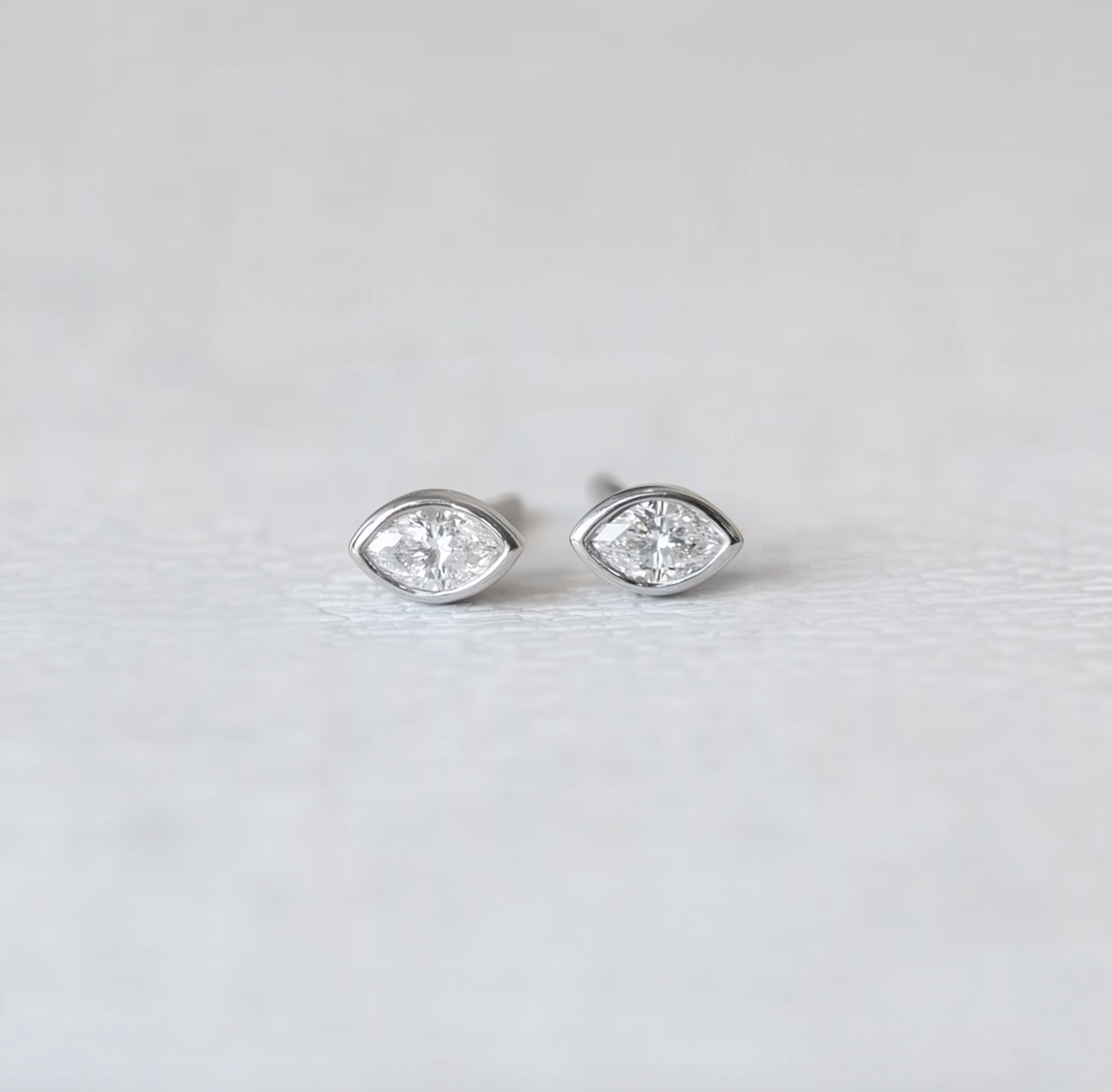 Simple Diamond Earring Studs Solid Gold, Marquise Diamond studs