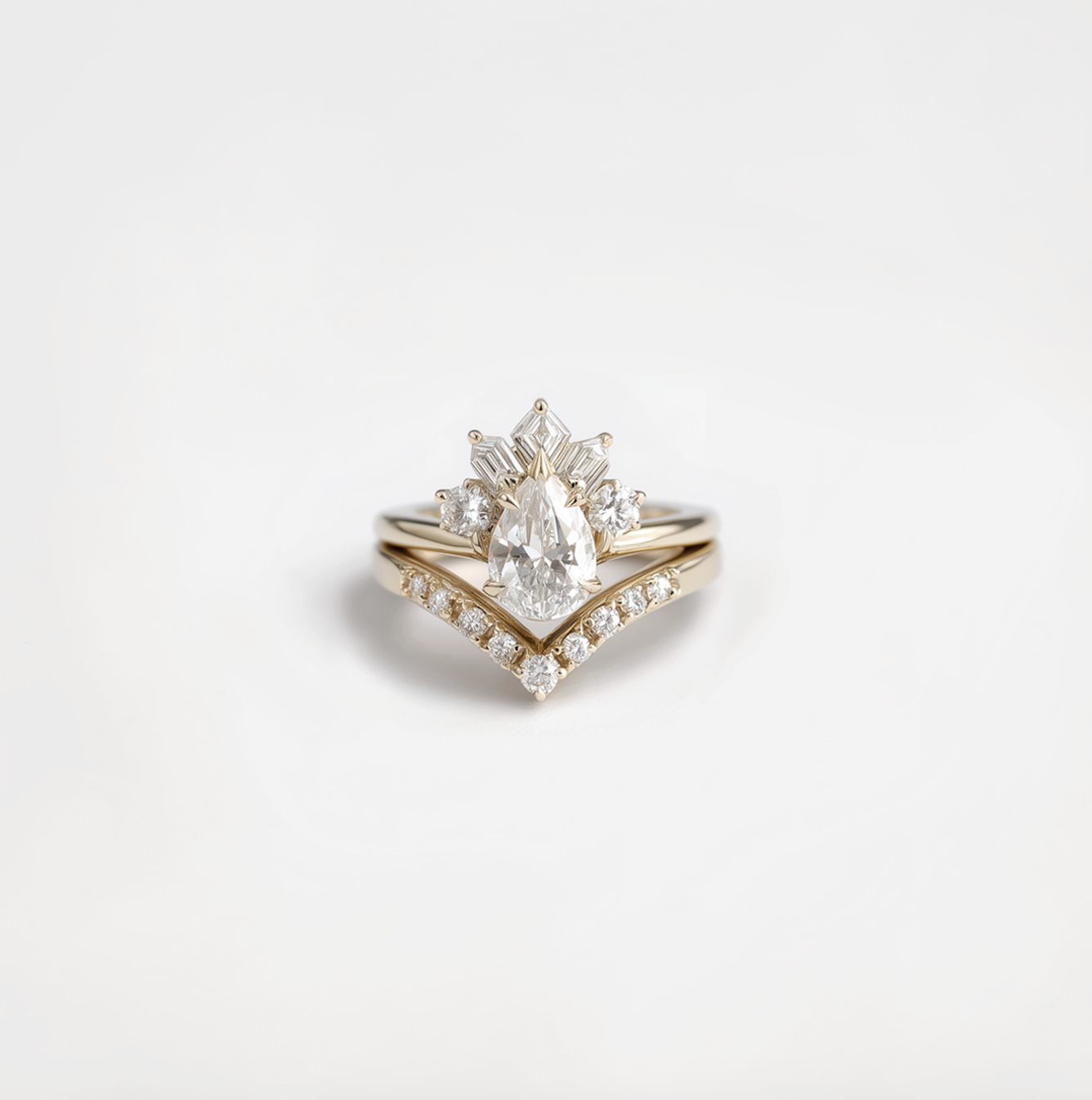1.5 carat Pear Lab Diamond Wedding Ring Set, Lab Diamond Wedding Ring