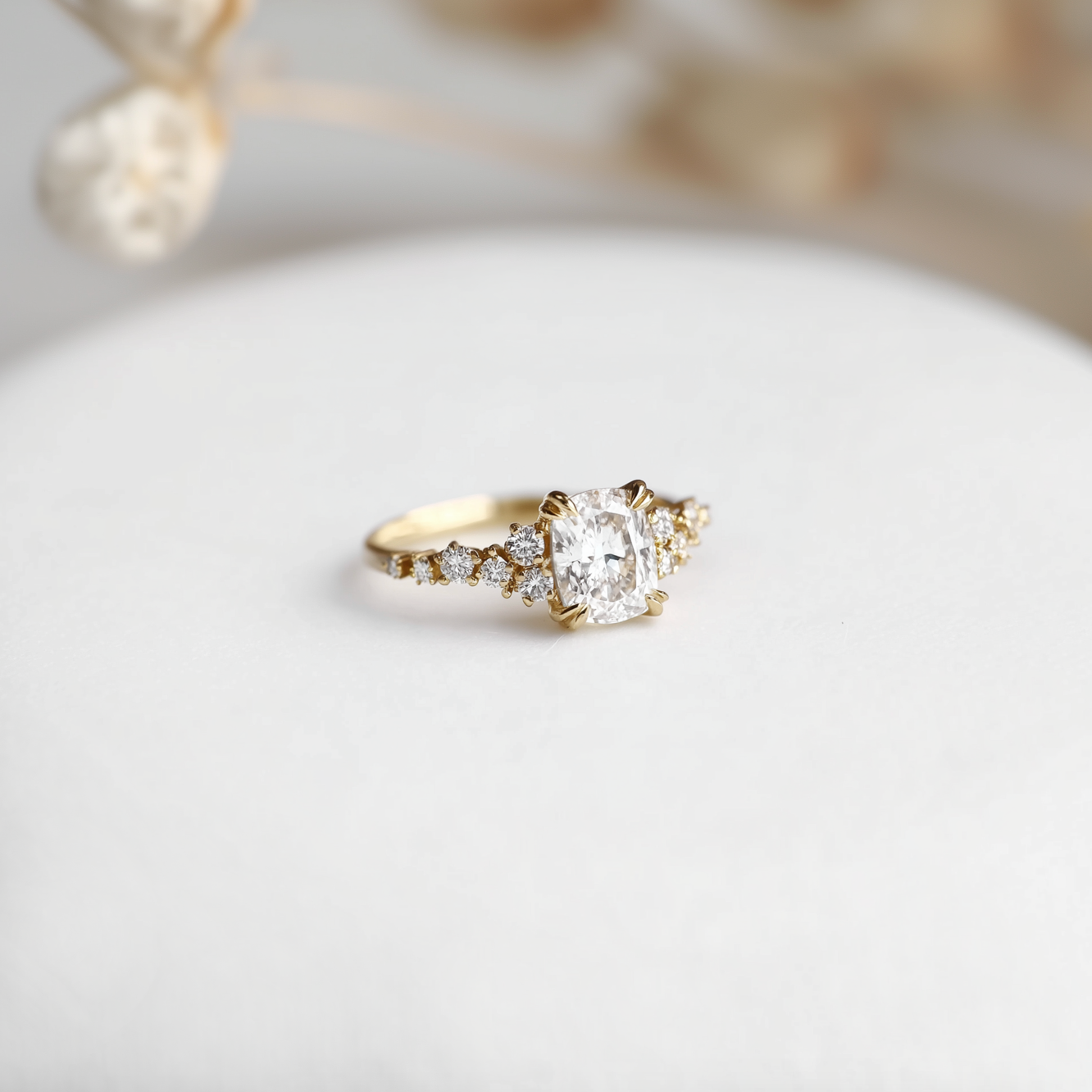 1 carat Cushion Cut Lab Diamond Engagement Ring, Diamond Engagement Ring