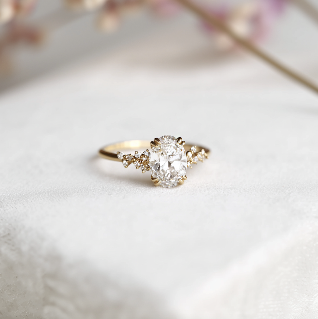 1.5 carat Oval Cut Lab Diamond Engagement Ring, Diamond Engagement Ring