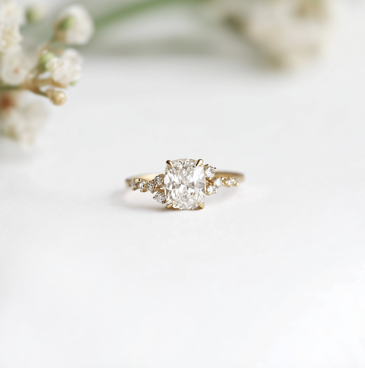 2 carat Cushion Cut Lab Diamond Engagement Ring, Diamond Engagement Ring
