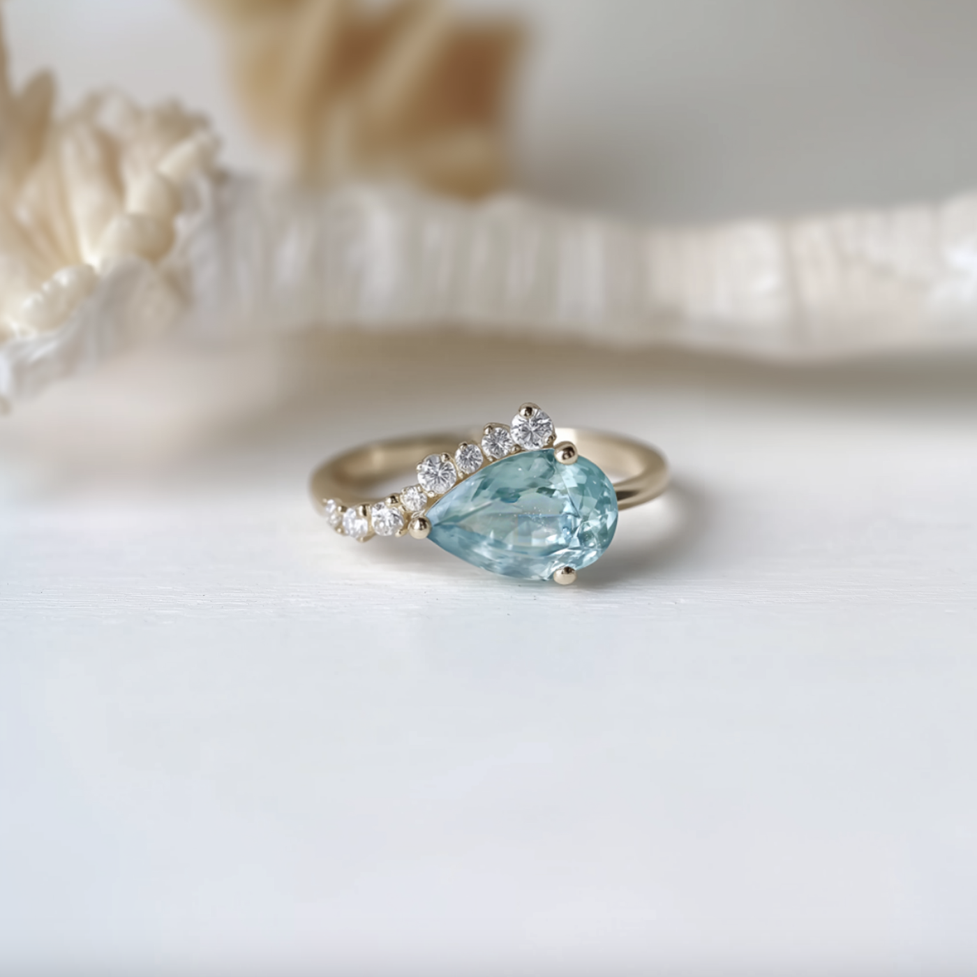 Sleeping Beauty Aquamarine Ring, Aquamarine Wedding Rings, Engagement ring